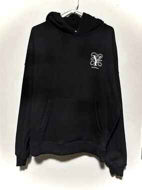 YoungLA Black Hoodie with White Neck Label